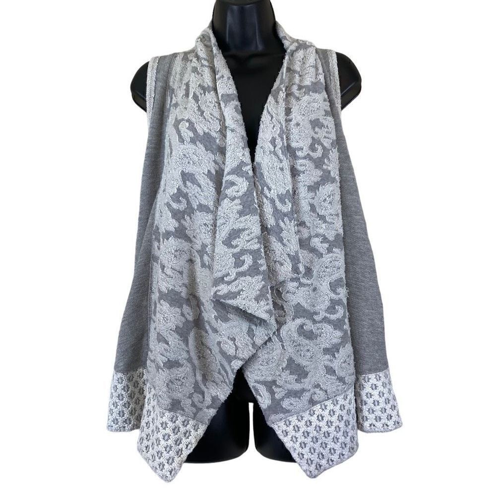 Anthropologie Saturday Sunday Terry Jaquard Sleeveless Wrap Style Cardigan Sweat